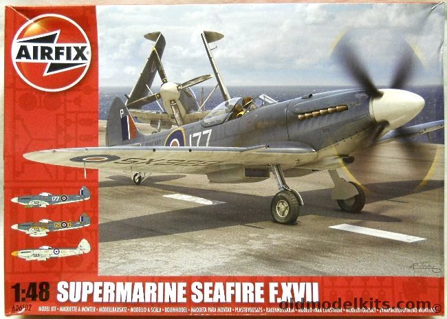 Airfix 1/48 Supermarine Seafire F.XVII - No 800 NAS HMS Triumph And Hal Far Malta 1947 / No.741 NAS AWS St. Merryn UK 1947 / No. 1832 NAS NAS Culham UK 1950, A06102 plastic model kit